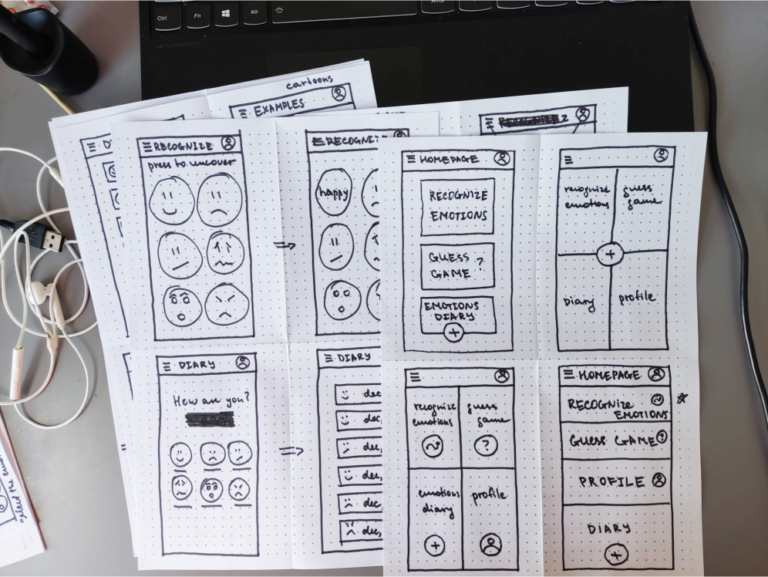 Emotions paper wireframes